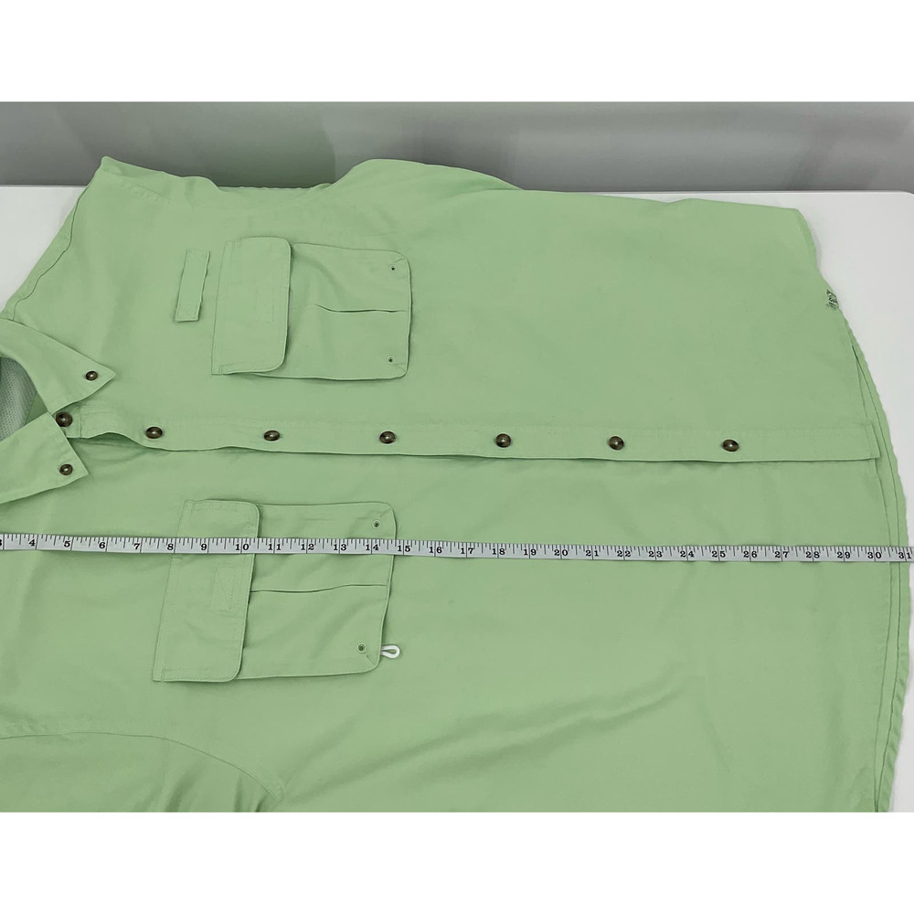 Cabelas Mens Fishing Shirt Large Green Long Sleeve UPF 30 Ventilated Button Down - Picture 3 of 10